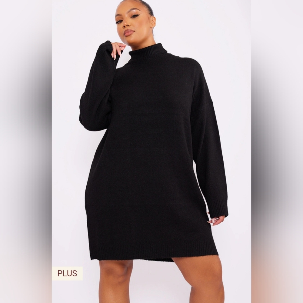 PrettyLittleThing PLT dress 3XL black soft knit jumper sweater plus size new $50
